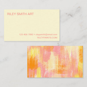 Simple Abstract Watercolor Orange Yellow Pink Business Card