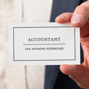 Simple Accountant White Black Business Card