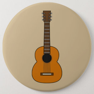 Simple Acoustic Guitar Cartoon 6 Cm Round Badge