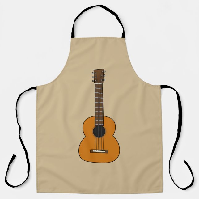 Simple Acoustic Guitar Cartoon Apron (Front)