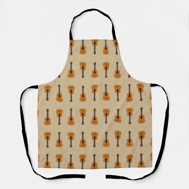 Simple Acoustic Guitar Cartoon Apron (Front)