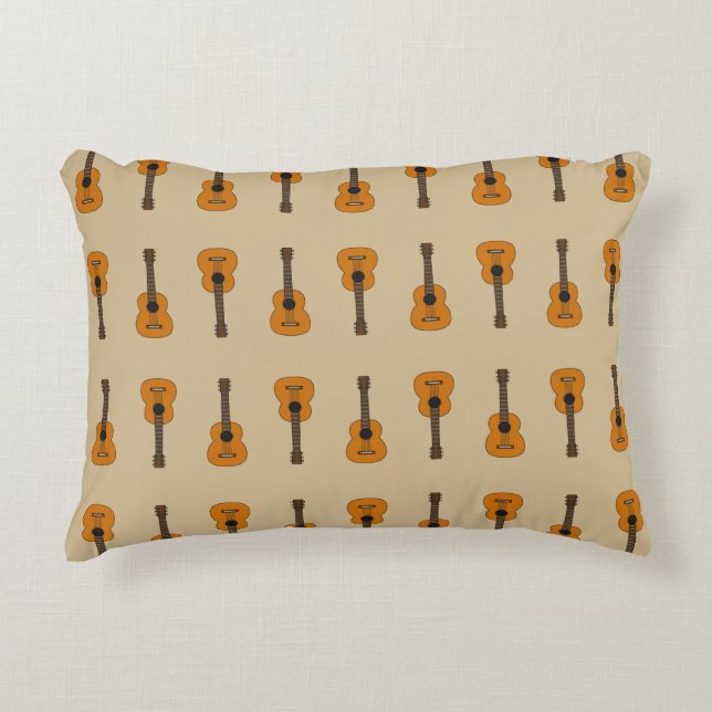 Simple Acoustic Guitar Cartoon Decorative Cushion (Front)