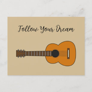 Simple Acoustic Guitar Cartoon Holiday Postcard