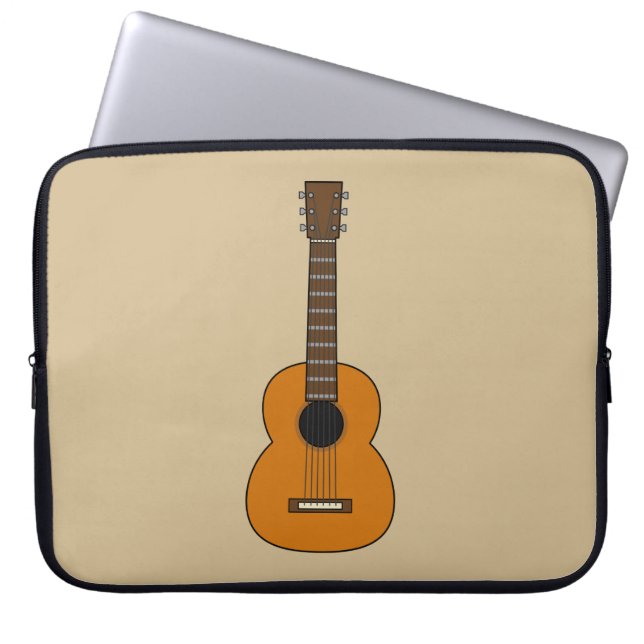 Simple Acoustic Guitar Cartoon Laptop Sleeve (Front)