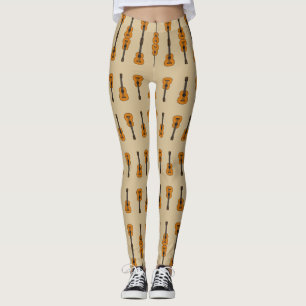 Simple Acoustic Guitar Cartoon Leggings