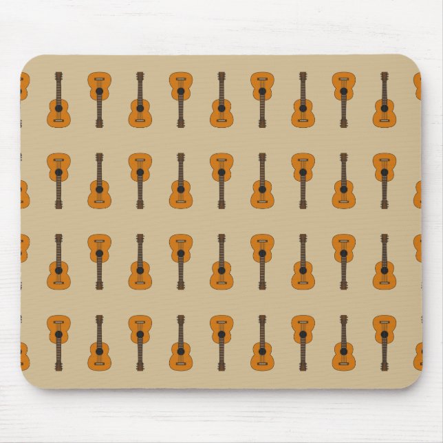 Simple Acoustic Guitar Cartoon Mouse Mat (Front)