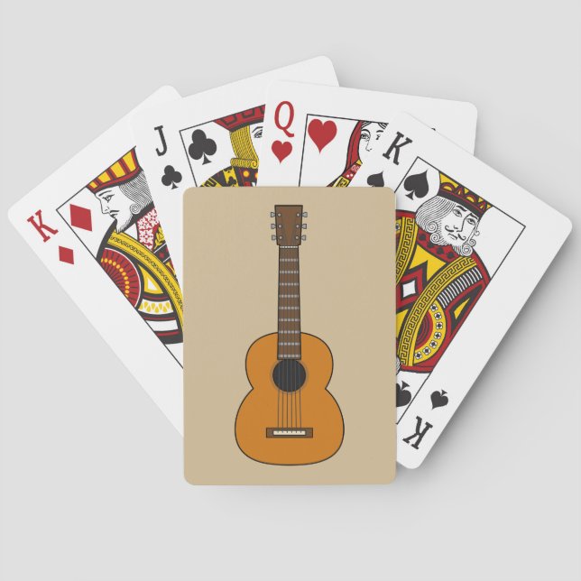 Simple Acoustic Guitar Cartoon Playing Cards (Back)