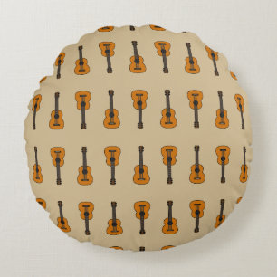 Simple Acoustic Guitar Cartoon Round Cushion
