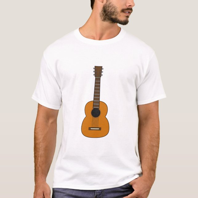 Simple Acoustic Guitar Cartoon T-Shirt (Front)