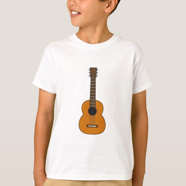 Simple Acoustic Guitar Cartoon T-Shirt (Front)