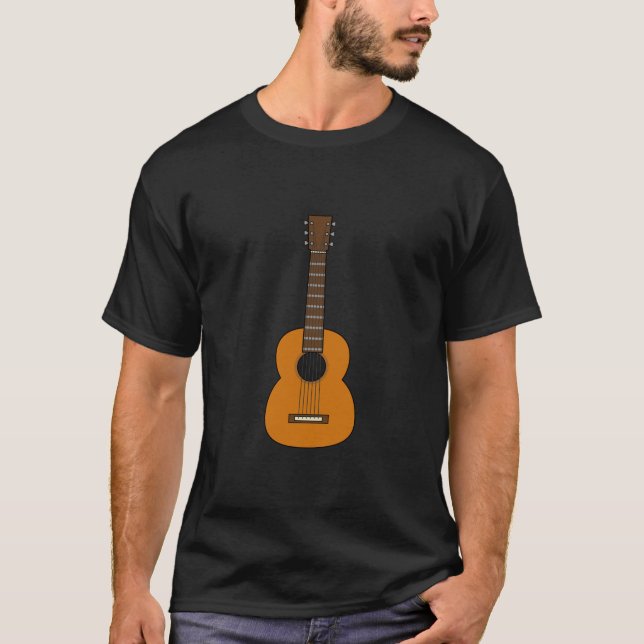 Simple Acoustic Guitar Cartoon T-Shirt (Front)