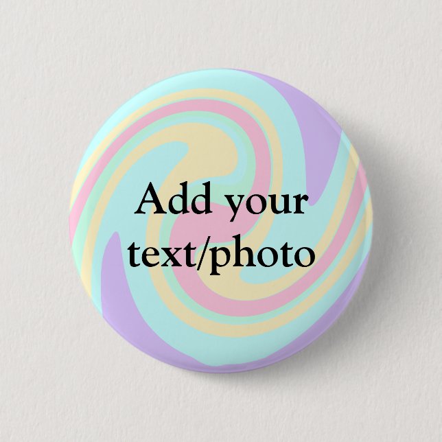 Simple acrylic pour marble add your text name cust 6 cm round badge (Front)