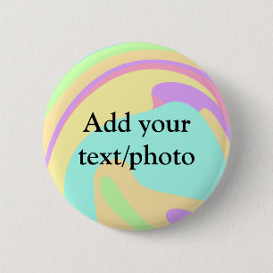 Simple acrylic pour marble add your text name cust 6 cm round badge