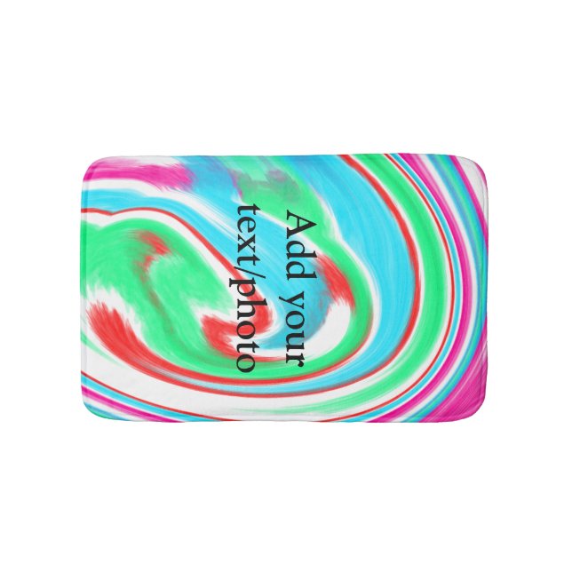 Simple acrylic pour marble add your text name cust bath mat (Front)