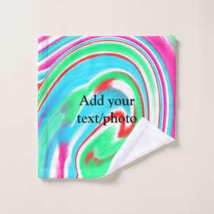 Simple acrylic pour marble add your text name cust bath towel set