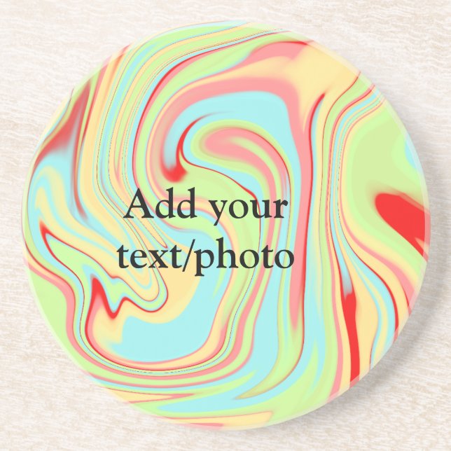 Simple acrylic pour marble add your text name cust coaster (Front)