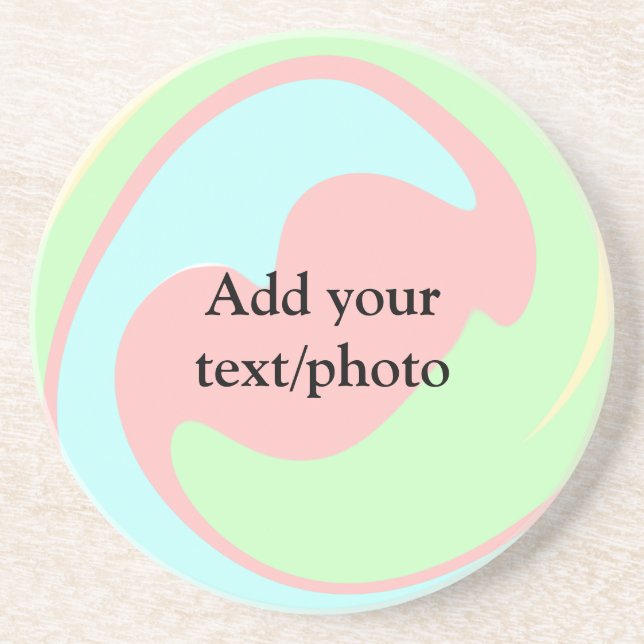 Simple acrylic pour marble add your text name cust coaster (Front)
