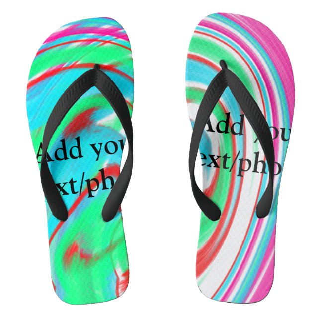Simple acrylic pour marble add your text name cust flip flops (Footbed)