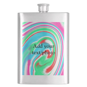 Simple acrylic pour marble add your text name cust hip flask