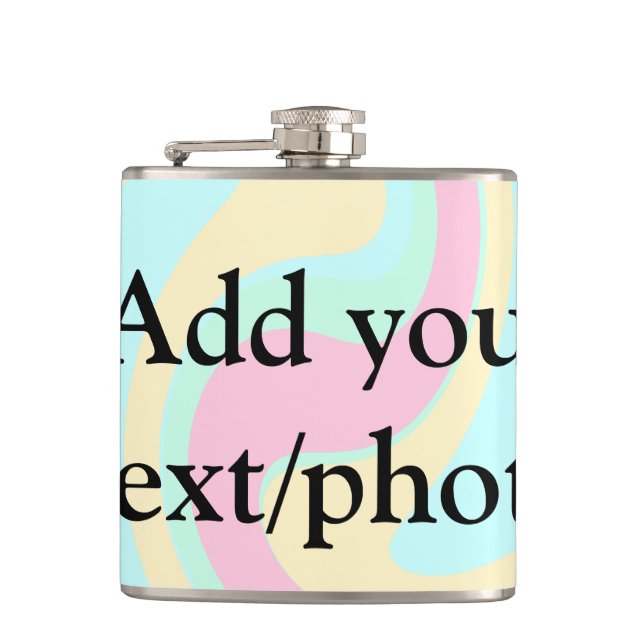 Simple acrylic pour marble add your text name cust hip flask (Front)