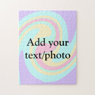 Simple acrylic pour marble add your text name cust jigsaw puzzle