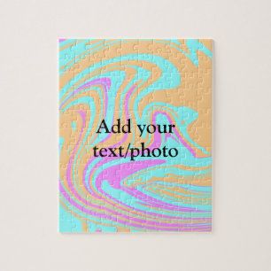 Simple acrylic pour marble add your text name cust jigsaw puzzle