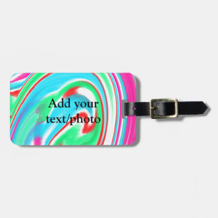 Simple acrylic pour marble add your text name cust luggage tag
