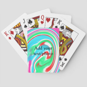 Simple acrylic pour marble add your text name cust playing cards