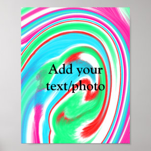 Simple acrylic pour marble add your text name cust poster