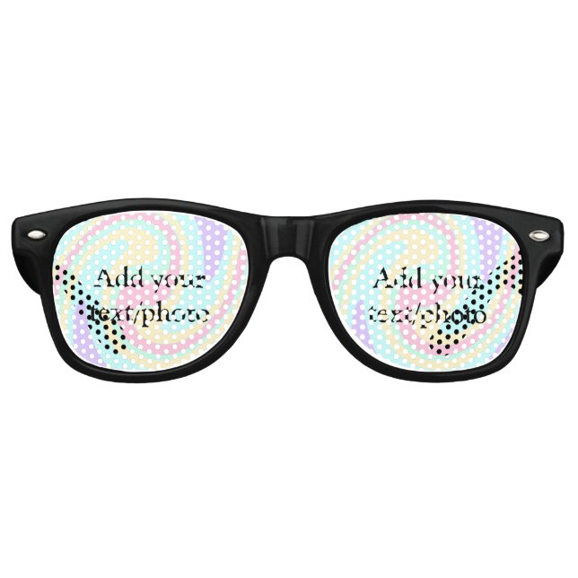 Simple acrylic pour marble add your text name cust retro sunglasses (Front)
