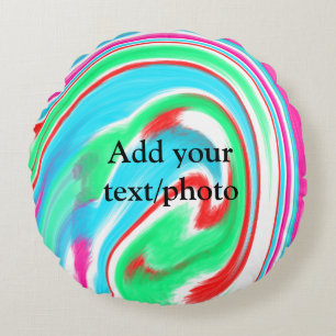 Simple acrylic pour marble add your text name cust round cushion