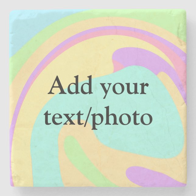 Simple acrylic pour marble add your text name cust stone coaster (Front)