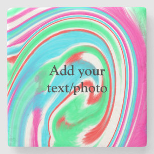 Simple acrylic pour marble add your text name cust stone coaster