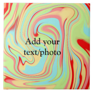 Simple acrylic pour marble add your text name cust tile