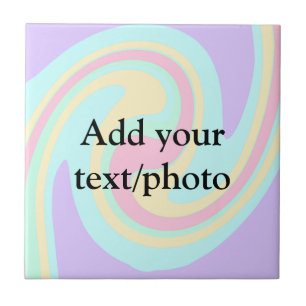 Simple acrylic pour marble add your text name cust tile