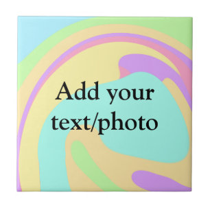 Simple acrylic pour marble add your text name cust tile