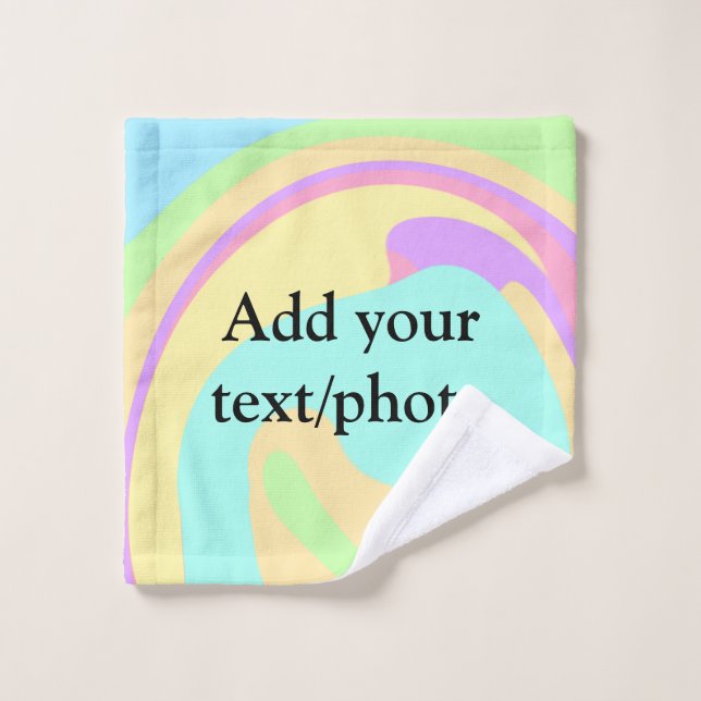 Simple acrylic pour marble add your text name cust wash cloth (Wash Cloth)