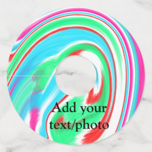 Simple acrylic pour marble add your text name cust wine glass tag