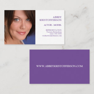 Simple Actor Colour Headshot Purple Business Card