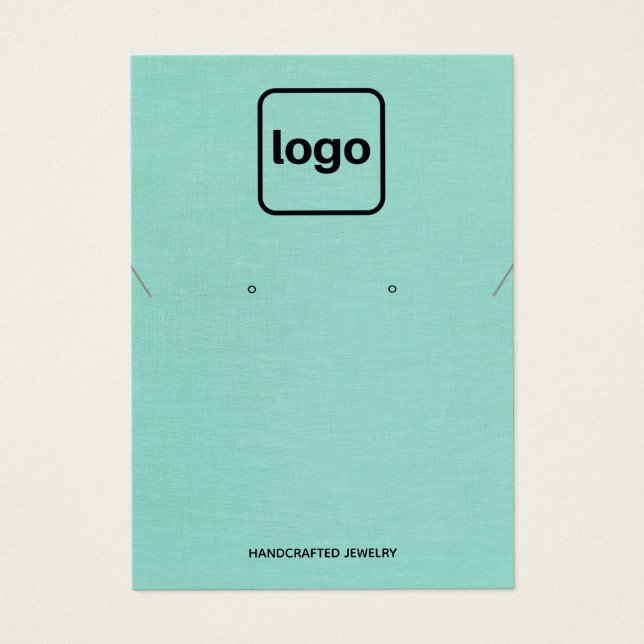 Simple Add Logo Aqua Blue Earring Necklace Display (Front)