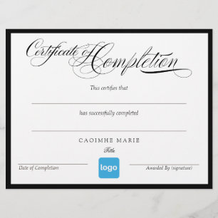 Simple Add Logo Certificate of Completion Award
