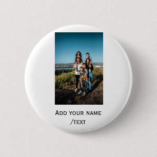 simple add your photo text family holiday kids par 6 cm round badge