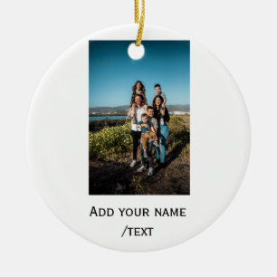 simple add your photo text family holiday kids par ceramic tree decoration