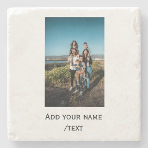 simple add your photo text family holiday kids par stone coaster