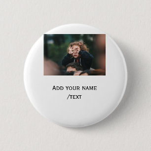 simple add your photo text kids funny holidays fam 6 cm round badge