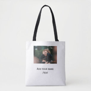 simple add your photo text kids funny holidays fam tote bag