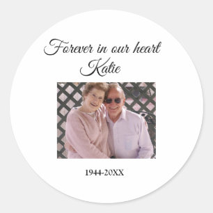 simple Add your photo text memorial keepsake Classic Round Sticker