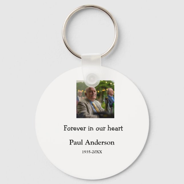 simple Add your photo text memorial keepsake Key Ring (Front)