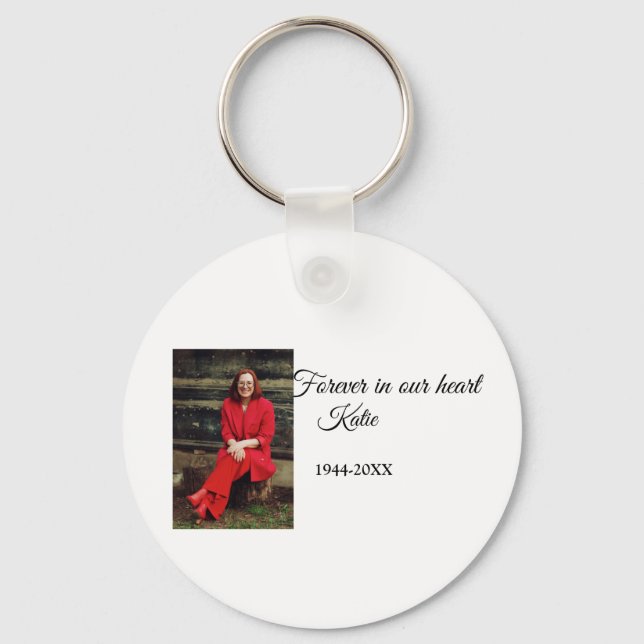 simple Add your photo text memorial keepsake Key Ring (Front)