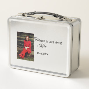 simple Add your photo text memorial keepsake Metal Lunch Box
